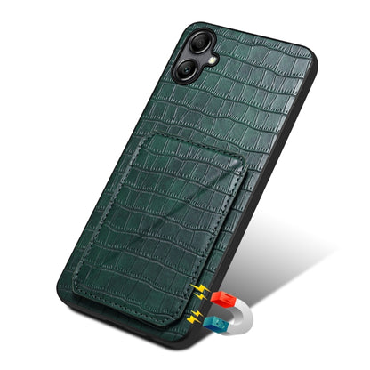 For Samsung Galaxy A05 Denior Imitation Crocodile Leather Back Phone Case with Holder(Green) - Galaxy Phone Cases by Denior | Online Shopping UK | buy2fix