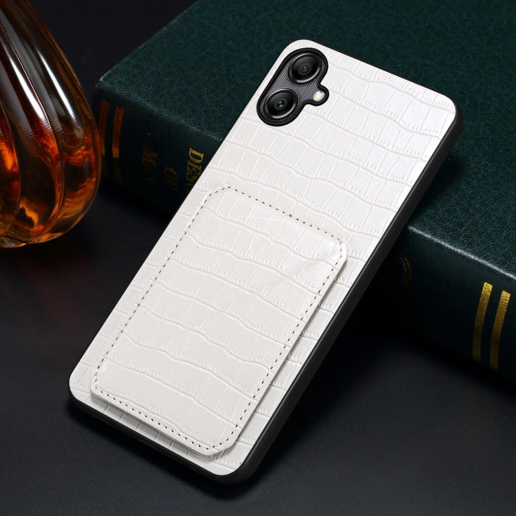 For Samsung Galaxy S23+ 5G Denior Imitation Crocodile Leather Back Phone Case with Holder(White) - Galaxy S23+ 5G Cases by Denior | Online Shopping UK | buy2fix