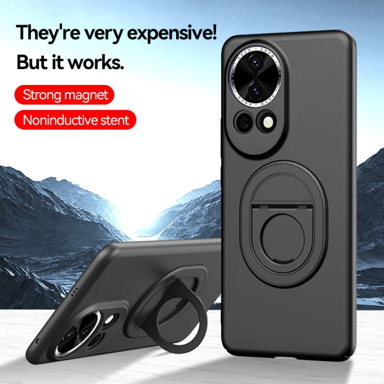 For Huawei nova 12 Pro Magsafe Hidden Fold Holder Full Coverage Shockproof Phone Case(Black) - Huawei Cases by buy2fix | Online Shopping UK | buy2fix