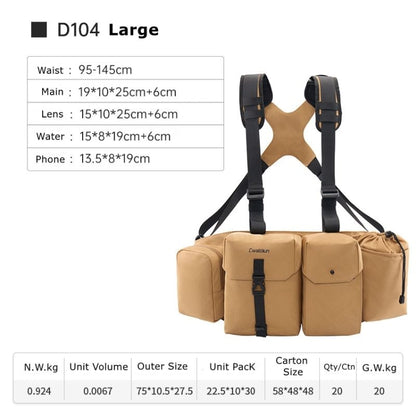 Cwatcun D104 Camera Waist Pack Vest Bag, Size:75 x 10.5 x 27.5cm(Earth) - Strap Satchel by Cwatcun | Online Shopping UK | buy2fix