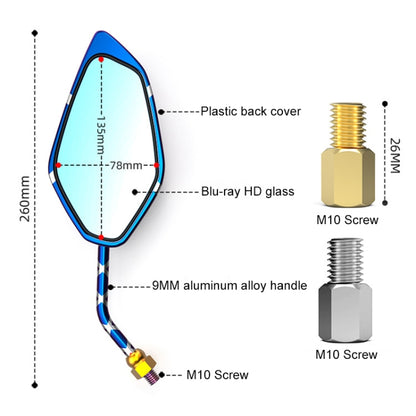 Motorcycle / Electromobile Modified Diamond-shaped Burnt Titanium Plating Rearview Mirror, Style:Gold Burnt Titanium - Side Mirrors by buy2fix | Online Shopping UK | buy2fix