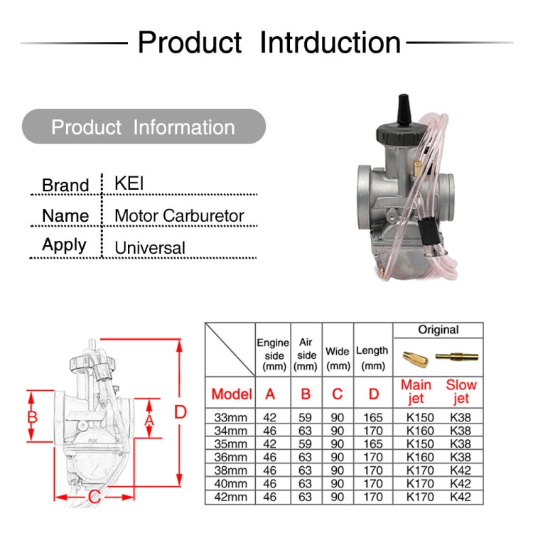 PWK34mm Universal Motorcycle Carburetor Carb Motor Carburetor - In Car by buy2fix | Online Shopping UK | buy2fix