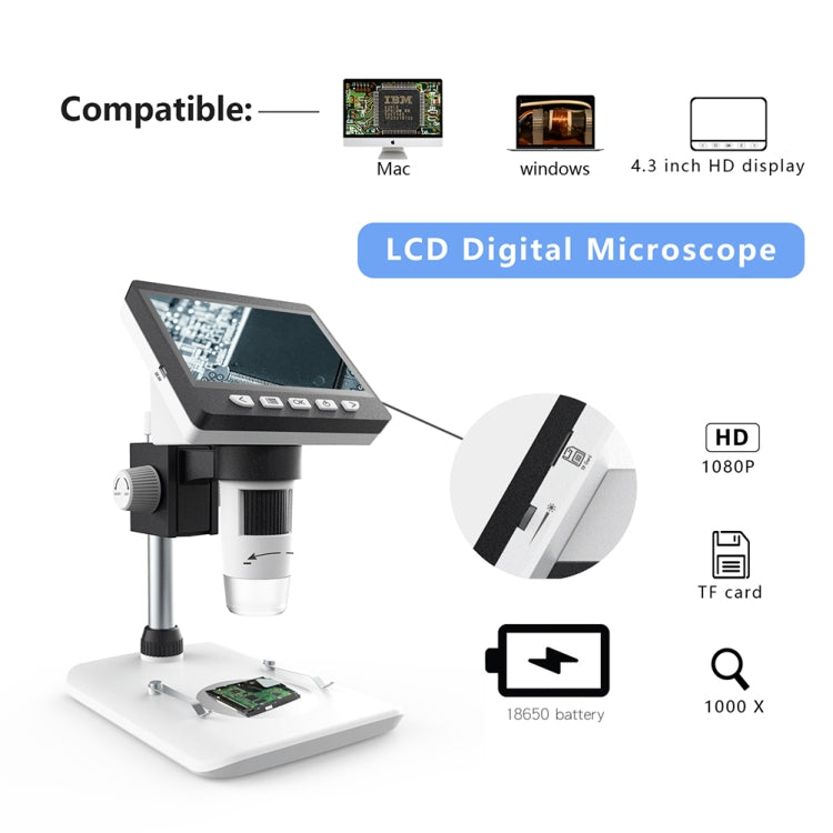 inskam307 0-40mm 1080P 4.3 inch LCD Screen Mobile Phone Repair Industry HD Electron Didital Microscope - Digital Microscope by buy2fix | Online Shopping UK | buy2fix