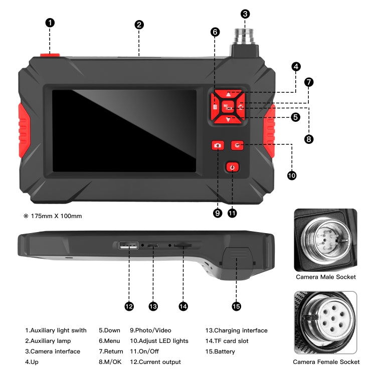 P30 8mm 1080P IP68 Waterproof 4.3 inch Screen Dual Camera Digital Endoscope, Length:3m Snake Tube(Black) - Consumer Electronics by buy2fix | Online Shopping UK | buy2fix