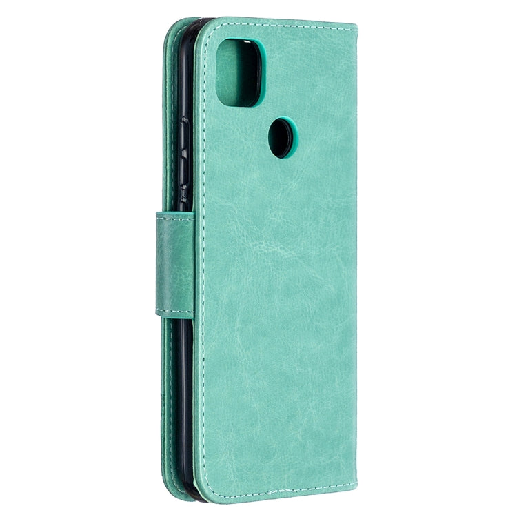 For Xiaomi Redmi 9C Two Butterflies Embossing Pattern Horizontal Flip Leather Case with Holder & Card Slot & Wallet & Lanyard(Green) - Xiaomi Cases by buy2fix | Online Shopping UK | buy2fix