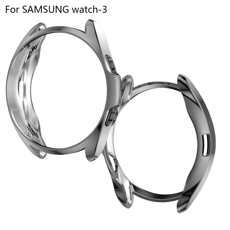 For Samsung Galaxy Watch 3 45mm Electroplating Hollow Half-pack TPU Protective Case(Gray) - Watch Cases by ENKAY | Online Shopping UK | buy2fix