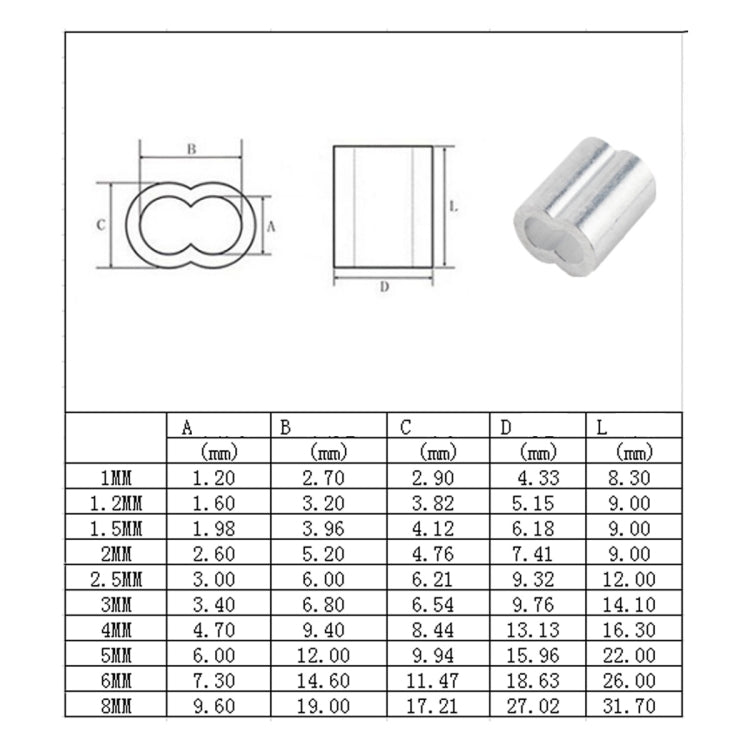 235 PCS M1 / M1.2 / M1.5 / M2 / M2.5 / M3 / M4 / M5 / M6 / M8 Wire Rope 8-shaped Aluminum Sleeve - In Car by buy2fix | Online Shopping UK | buy2fix