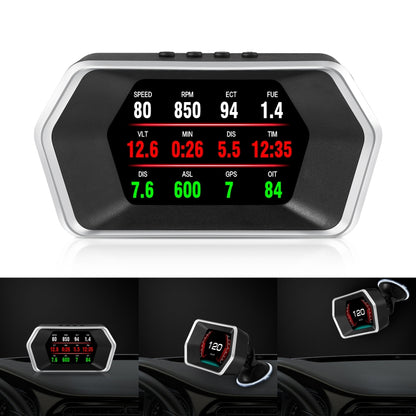 P17 Car HUD Head-up Display GPS Speed Meter Car OBD2 Fault Elimination Code - Head Up Display System by buy2fix | Online Shopping UK | buy2fix