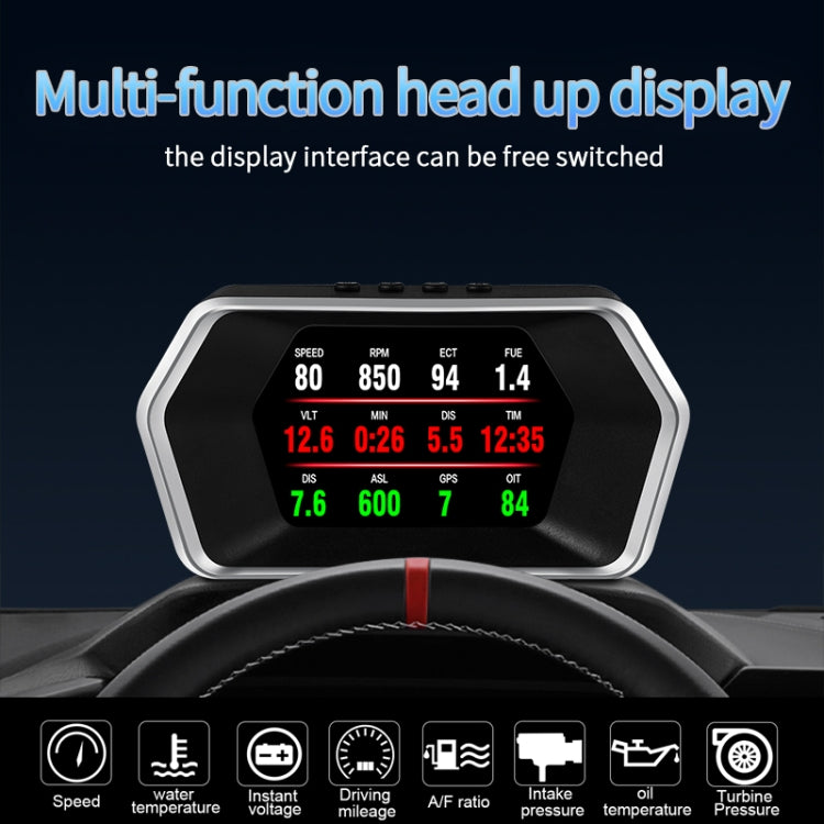 P17 Car HUD Head-up Display GPS Speed Meter Car OBD2 Fault Elimination Code - Head Up Display System by buy2fix | Online Shopping UK | buy2fix