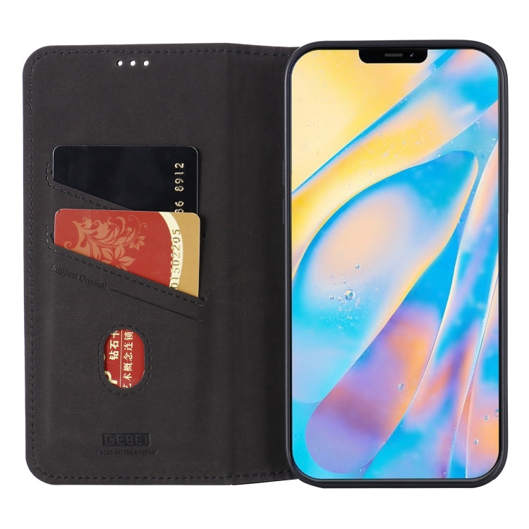 For iPhone 12 / 12 Pro GEBEI PU+TPU Horizontal Flip Protective Case with Holder & Card Slots(Black) - iPhone 12 / 12 Pro Cases by GEBEI | Online Shopping UK | buy2fix