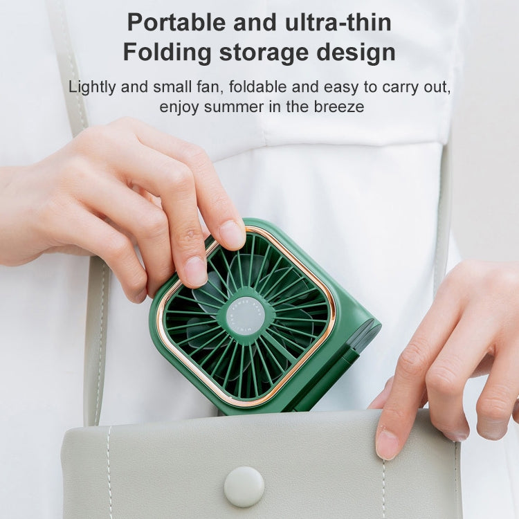 F30 Electroplating Handheld Fan Portable Desktop Folding Mute USB Hanging Neck Fan, Upgraded Version (Green) - Electric Fans by buy2fix | Online Shopping UK | buy2fix