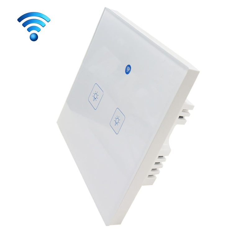 WS-UK-02 EWeLink APP & Touch Control 2A 2 Gangs Tempered Glass Panel Smart Wall Switch, AC 90V-250V, UK Plug - Consumer Electronics by buy2fix | Online Shopping UK | buy2fix