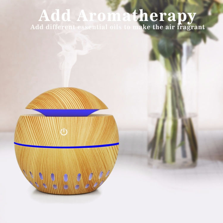 Wood Grain USB Hollowed-out Humidifier Seven Color Aromatherapy Lamp Automatic Alcohol Sprayer with Remote Control(Dark Brown-2) - Home & Garden by buy2fix | Online Shopping UK | buy2fix