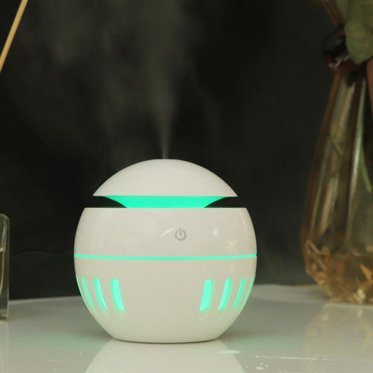 Wood Grain USB Hollowed-out Humidifier Seven Color Aromatherapy Lamp Automatic Alcohol Sprayer with Remote Control(White-1) - Home & Garden by buy2fix | Online Shopping UK | buy2fix