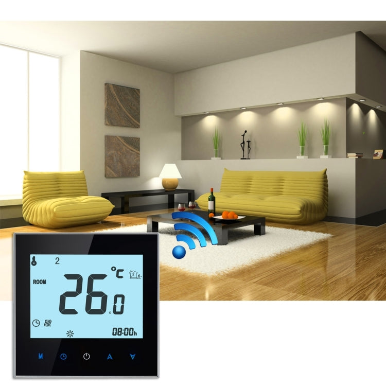 BHT-1000-GA-WIFI 3A Load Water Heating Type Touch LCD Digital WiFi Heating Room Thermostat, Display Clock / Temperature / Periods / Time / Week / Heat etc.(Black) - Indoor Thermometer by buy2fix | Online Shopping UK | buy2fix