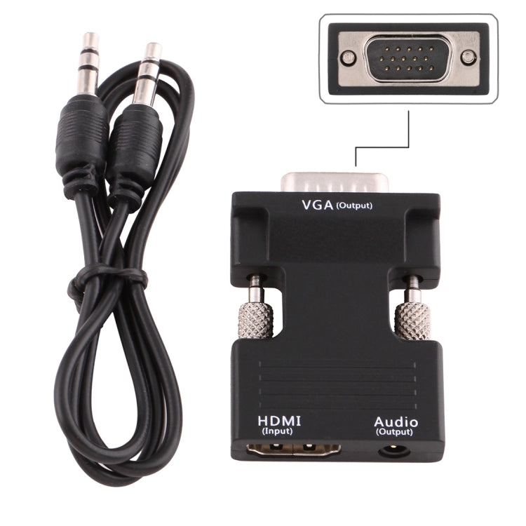 HDMI Female to VGA Male Converter with Audio Output Adapter for Projector, Monitor, TV Sets(Black) - Converter by buy2fix | Online Shopping UK | buy2fix