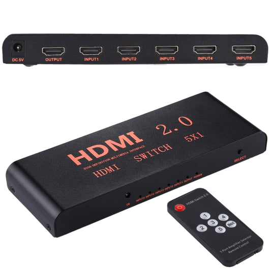 5X1 4K/60Hz HDMI 2.0 Switch with Remote Control, EU Plug - Switch by buy2fix | Online Shopping UK | buy2fix