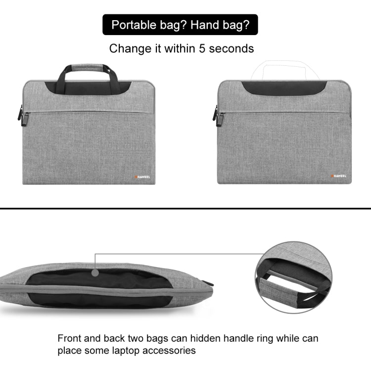 HAWEEL 15.6inch Laptop Handbag, For Macbook, Samsung, Lenovo, Sony, DELL Alienware, CHUWI, ASUS, HP, 15.6 inch and Below Laptops(Grey) - 13.3 inch by HAWEEL | Online Shopping UK | buy2fix