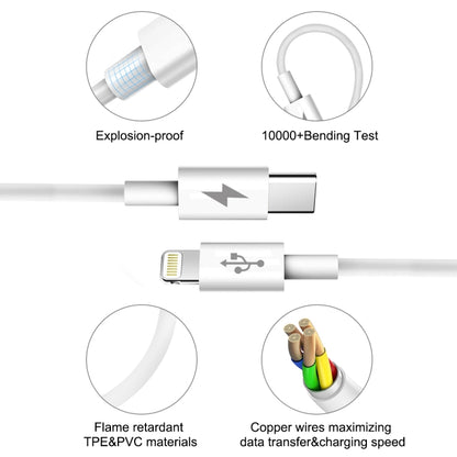 HAWEEL 25W 3A USB-C / Type-C to 8 Pin PD Fast Charging Cable for iPhone, iPad, Cable Length:1m - Normal Style Cable by buy2fix | Online Shopping UK | buy2fix