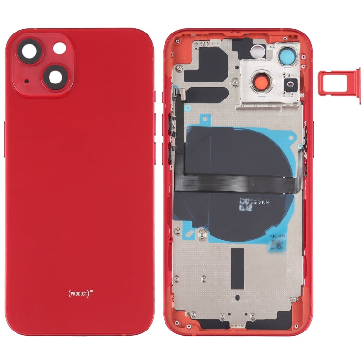 For iPhone 13 Battery Back Cover with Side Keys & Card Tray & Power + Volume Flex Cable & Wireless Charging Module(Red) - Repair & Spare Parts by buy2fix | Online Shopping UK | buy2fix