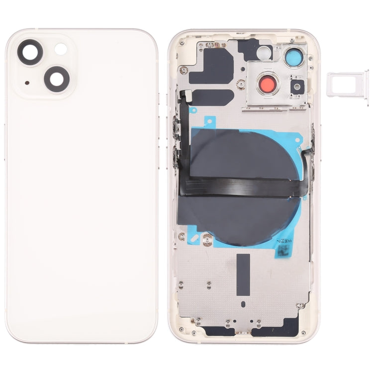 For iPhone 13 Battery Back Cover with Side Keys & Card Tray & Power + Volume Flex Cable & Wireless Charging Module(White) - Repair & Spare Parts by buy2fix | Online Shopping UK | buy2fix