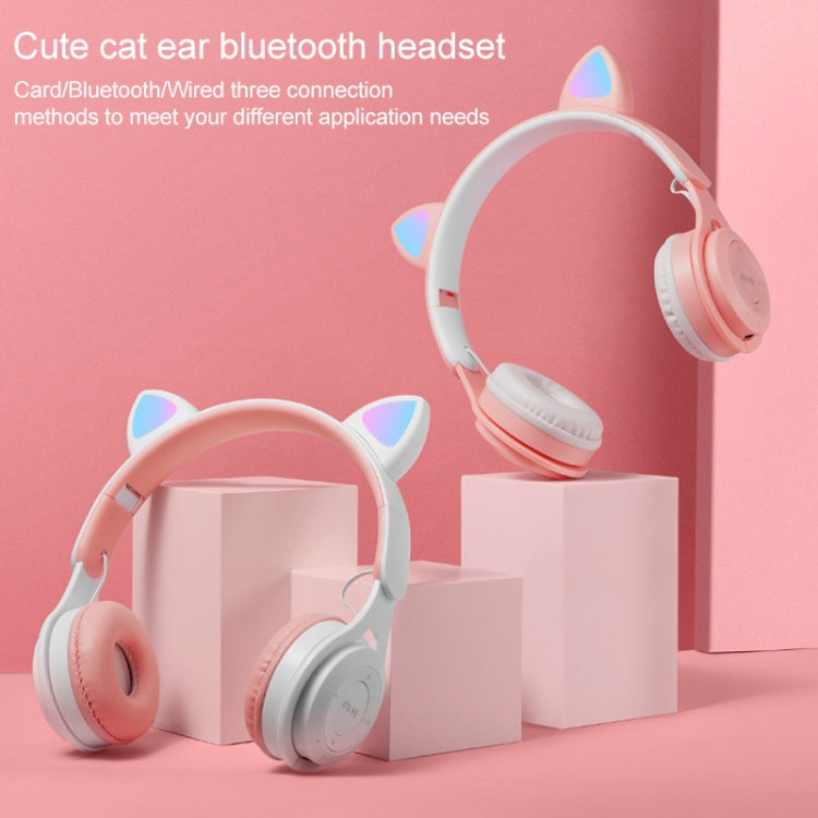 M6 Luminous Cat Ears Pure-color Foldable Bluetooth Headset with 3.5mm Jack & TF Card Slot (Blue) - Headset & Headphone by buy2fix | Online Shopping UK | buy2fix