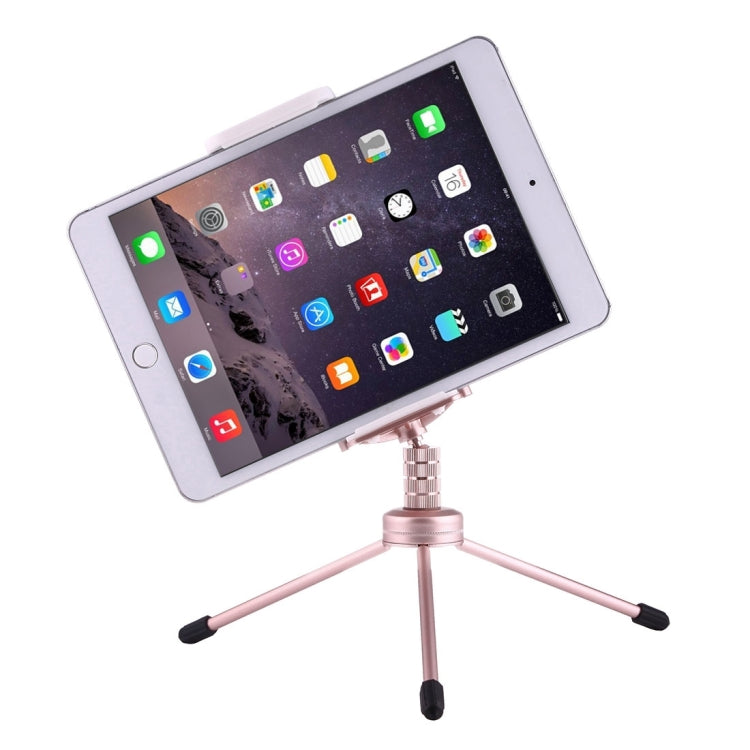 Multi-function Aluminum Alloy Tripod Mount Holder Stand , for iPad, iPhone, Samsung, Lenovo, Sony and other Smartphones & Tablets & Digital Cameras(Rose Gold) - Desktop Holder by buy2fix | Online Shopping UK | buy2fix