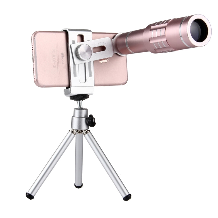 Universal 18X Magnification Lens Mobile Phone 3 in 1 Telescope + Tripod Mount + Mobile Phone Clip(Rose Gold) - Telescope & Microscope by buy2fix | Online Shopping UK | buy2fix