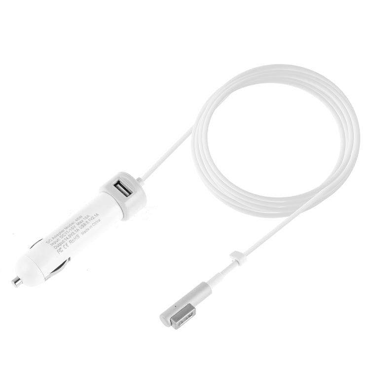 45W 5.1V 2.1A USB Interface Car Charger with 14.5V 3.1A L MagSafe Interface Data Cable(White) - In Car by buy2fix | Online Shopping UK | buy2fix