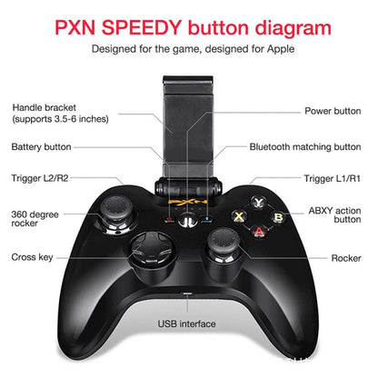 PXN PXN-6603 MFI Mobile Phone Wireless Bluetooth Game Handle Controller, Compatible with iOS System(Black) - Controller Gamepad by PXN | Online Shopping UK | buy2fix