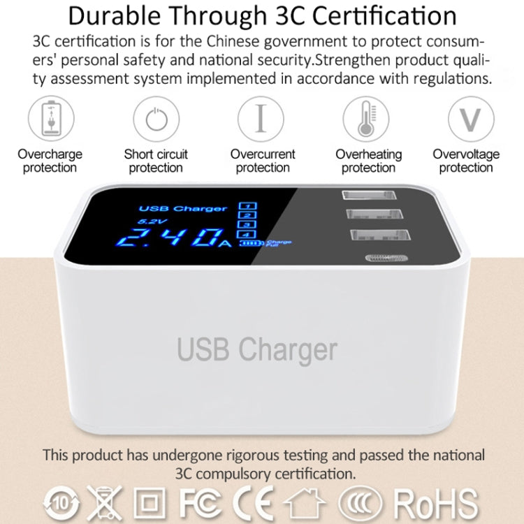 CDA30 20W 3 USB Ports + USB-C / Type-C Ports Multi-function Charger with LED Display, US Plug - Multifunction Charger by buy2fix | Online Shopping UK | buy2fix