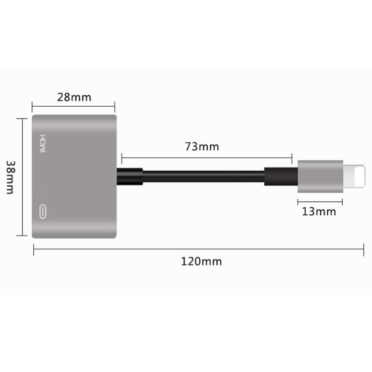 7565S 8 Pin to HDMI HDTV Projector Video Adapter Cable for iPad(Grey) - Converter & Adapter by Onten | Online Shopping UK | buy2fix