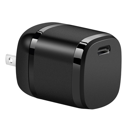 APQ-006 PD 20W USB-C / Type-C Single Port Wine Barrel Shape Travel Charger, US Plug (Black) - Mobile Accessories by buy2fix | Online Shopping UK | buy2fix