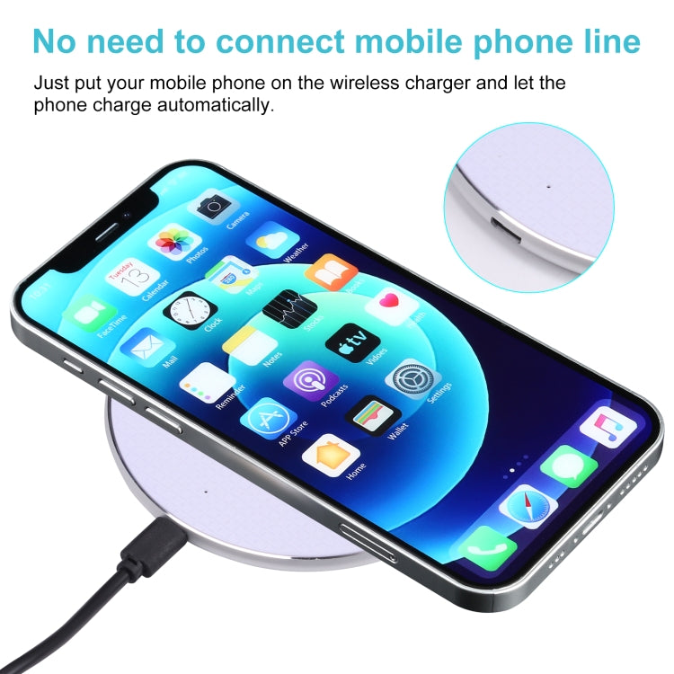 10W QI Plaid Pattern Round Metal Wireless Charger (White) - Apple Accessories by buy2fix | Online Shopping UK | buy2fix