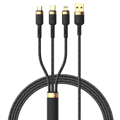 ROCK G18 Flash Charging Series 66W USB to 8 Pin + USB-C / Type-C + Micro USB Data Cable, Cable Length: 1.2cm (Black) - Multifunction Cable by ROCK | Online Shopping UK | buy2fix