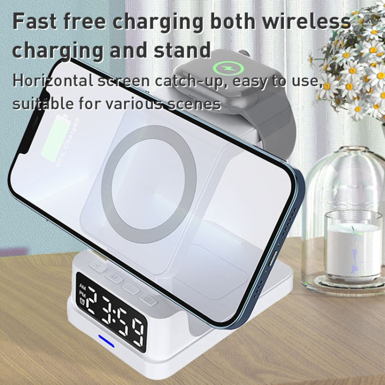 15W 4 in 1 Magnetic Clock Desktop Vertical Wireless Charger (Black) - Wireless Charger by buy2fix | Online Shopping UK | buy2fix