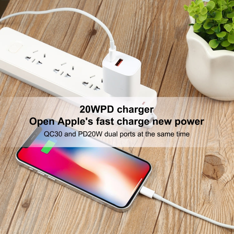 T087 20W USB-C / Type-C + USB Ports Fast Charging Travel Charger, EU Plug - Apple Accessories by buy2fix | Online Shopping UK | buy2fix