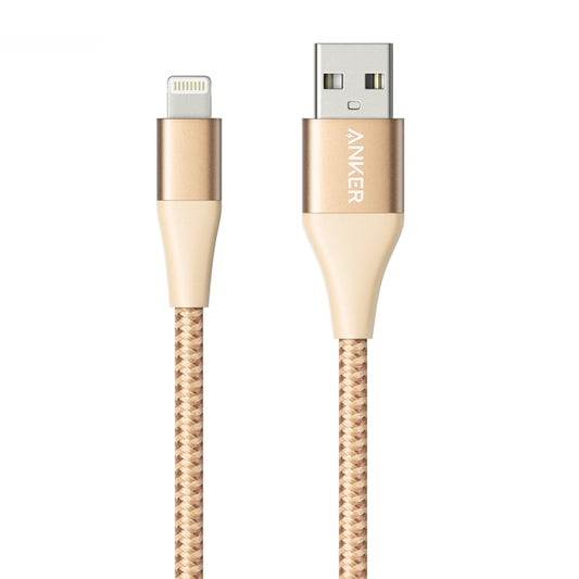 ANKER A8452 Powerline+ II USB to 8 Pin Apple MFI Certificated Nylon Pullable Carts Charging Data Cable, Length: 0.9m(Gold) - Apple Accessories by ANKER | Online Shopping UK | buy2fix