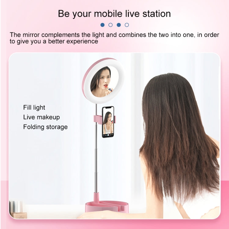 WK G3 Folding Storage Type Desktop Multi-function Live Light Makeup Mirror Holder (White) - Consumer Electronics by WK | Online Shopping UK | buy2fix