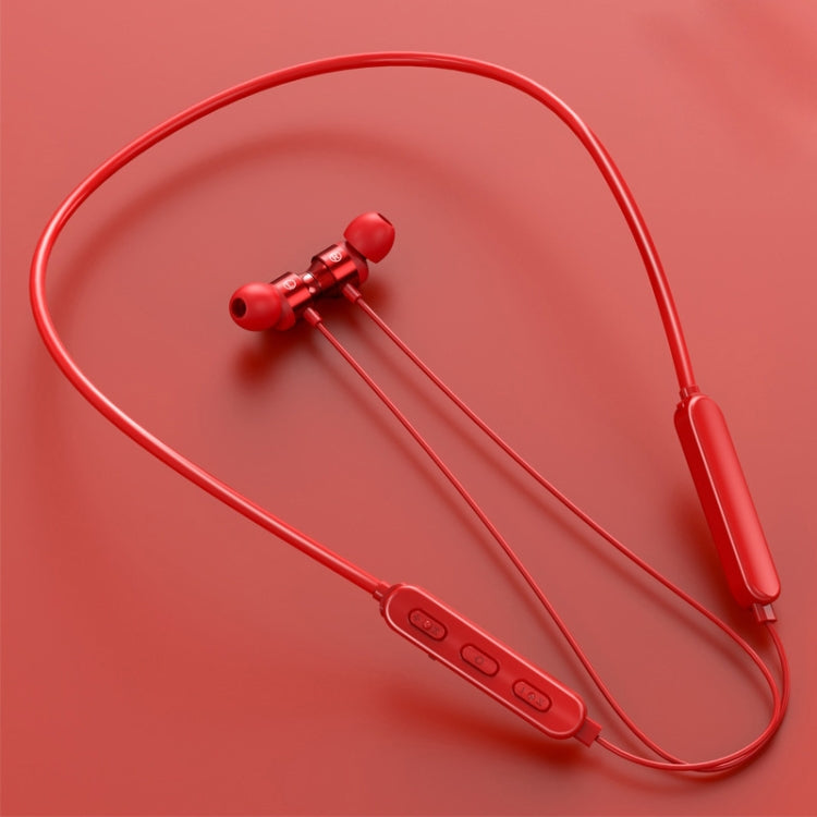 Bluetooth 5.1 Round Wire Neck-mounted Bluetooth Sports Earphone with Magnetic Function(Red) - Neck-mounted Earphone by buy2fix | Online Shopping UK | buy2fix