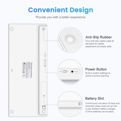 WB-8022 Ultra-thin Wireless Bluetooth Keyboard for iPad, Samsung, Huawei, Xiaomi, Tablet PCs or Smartphones, German Keys(Silver) - Computer & Networking by buy2fix | Online Shopping UK | buy2fix