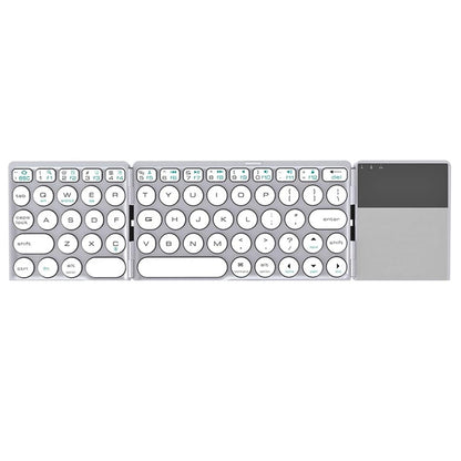 B052 Universal Round Keycap Mini Three-fold Bluetooth Wireless Keyboard with Touchpad (Silver) - Mini Keyboard by buy2fix | Online Shopping UK | buy2fix