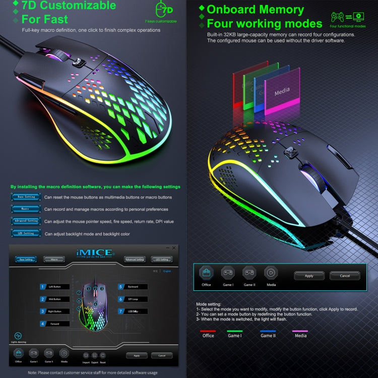 iMICE T97 Gaming Mouse RGB LED Light USB 7 Buttons 7200 DPI Wired Gaming Mouse (Black) - Wired Mice by iMICE | Online Shopping UK | buy2fix