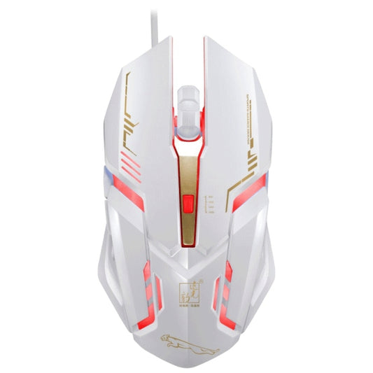 Chasing Leopard V17 USB 2400DPI Four-speed Adjustable Line Pattern Wired Optical Gaming Mouse with LED Breathing Light, Length: 1.45m(White) - Wired Mice by Chasing Leopard | Online Shopping UK | buy2fix