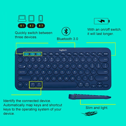 Logitech K380 Portable Multi-Device Wireless Bluetooth Keyboard (White) - Wireless Keyboard by Logitech | Online Shopping UK | buy2fix