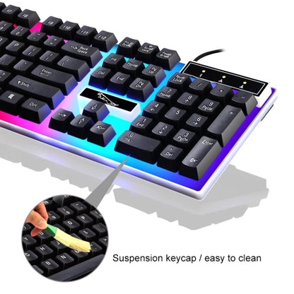 Chasing Leopard G21 USB 104-keys Waterproof Floating Round Punk Keycap Colorful Backlight Mechanical Feel Wired Keyboard, Length: 1.3m(Black) - Wired Keyboard by Chasing Leopard | Online Shopping UK | buy2fix