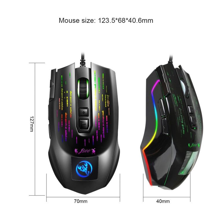 HXSJ J500 7 Keys RGB Programmable Display Screen Gaming Wired Mouse - Wired Mice by HXSJ | Online Shopping UK | buy2fix