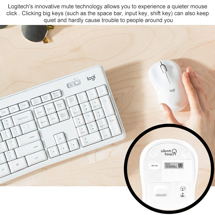 Logitech MK295 USB Wireless Silence Keyboard Mouse Set (White) - Wireless Keyboard by Logitech | Online Shopping UK | buy2fix