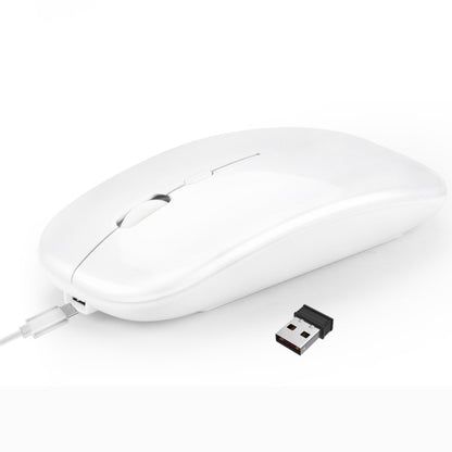 HXSJ M90 2.4GHz Ultrathin Mute Rechargeable Dual Mode Wireless Bluetooth Notebook PC Mouse (White) - Wireless Mice by HXSJ | Online Shopping UK | buy2fix