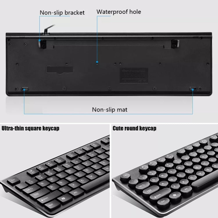 ZGB S500 Round Key USB Wired Computer Keyboard (Black) - Wired Keyboard by Chasing Leopard | Online Shopping UK | buy2fix